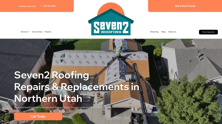 Seven 2 Roofing website screenshot